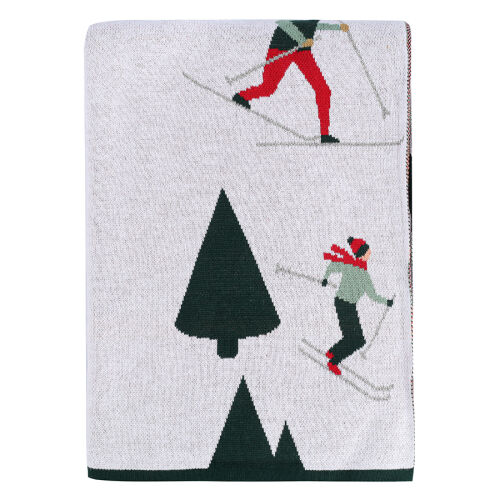 Плед из хлопка с новогодним рисунком let's ski из коллекции new year essential, 130x180 см