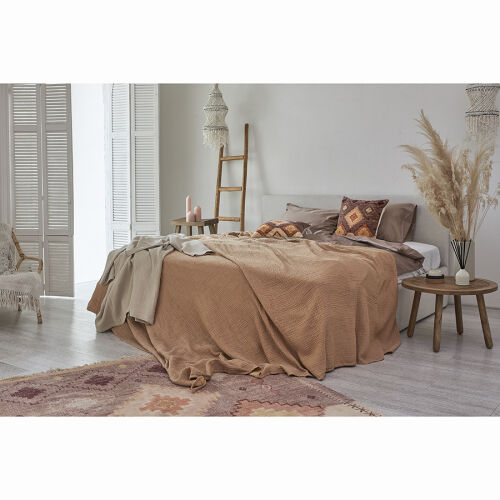 Покрывало двухстороннее из многослойного муслина цвета охры из к 7