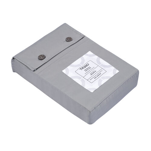 Простыня на резинке из премиального сатина светло-серого цвета и 7