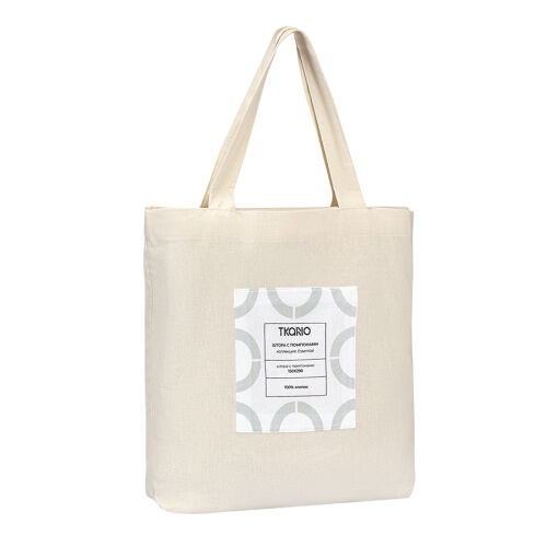 Штора из хлопка с помпонами бежево-серого цвета из коллекции ess 7