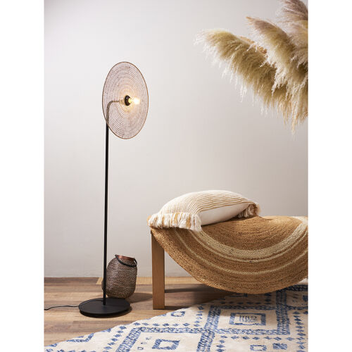 Ковер из джута круглый с вставками белого цвета из коллекции eth 2