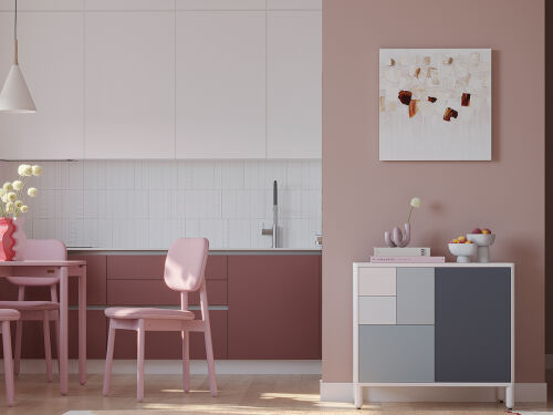 Стул с обивкой saga, рогожка, розовый 3