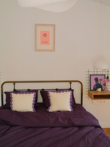 Комплект постельного белья из стираного перкаля сливового цвета  6