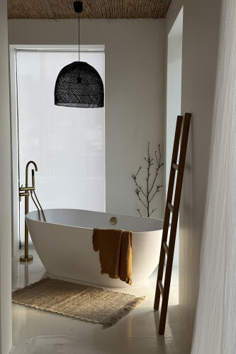 Полотенце банное из умягченной вафли цвета охры из коллекции ess 1