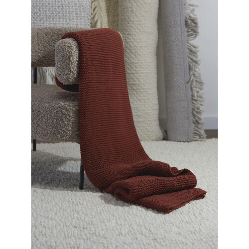 Плед из хлопка жемчужной вязки терракотового цвета из коллекции  6