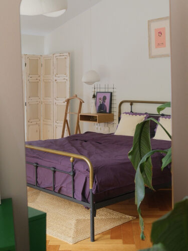 Чехол на подушку с контрастным кантом сиреневого цвета из коллек 7