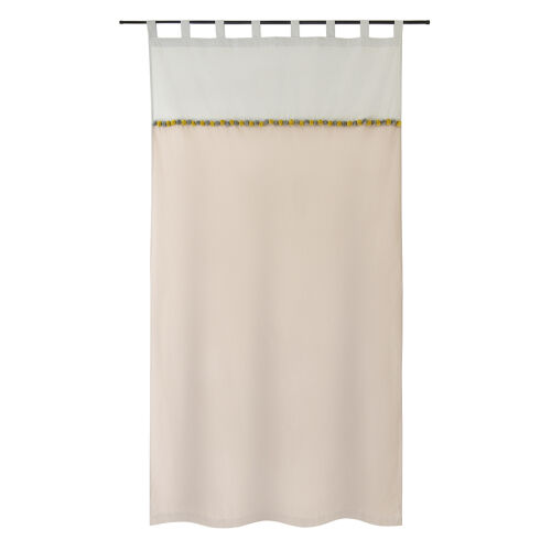 Штора из хлопка с помпонами бежево-серого цвета из коллекции essential, 150х290 см