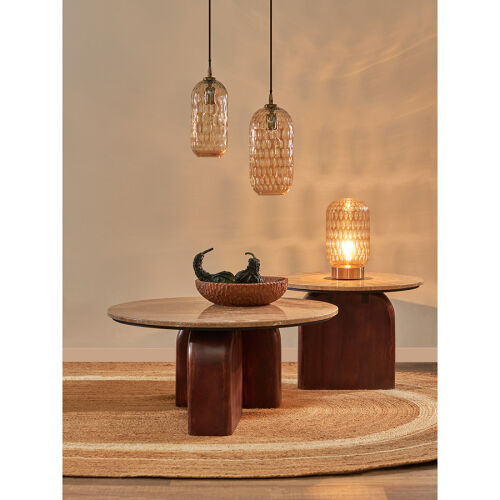 Столик кофейный torhill, D80 см, бежевый/орех 4