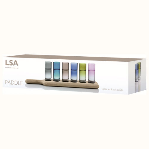 Набор стопок на деревянной подставке paddle, 40 см, разноцветный 3