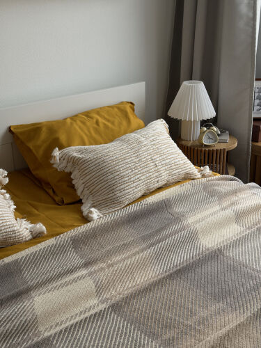 Комплект постельного белья из премиального сатина горчичного цве 1