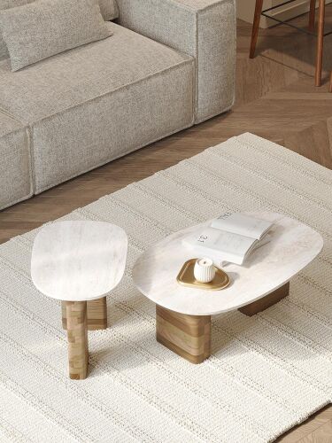 Столик кофейный torhill, 75х52 см, бежевый/мрамор 1