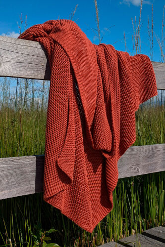 Плед из хлопка жемчужной вязки терракотового цвета из коллекции  4