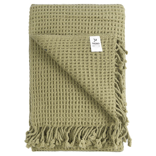 Плед из шерсти травянисто-зеленого цвета из коллекции essential, 4