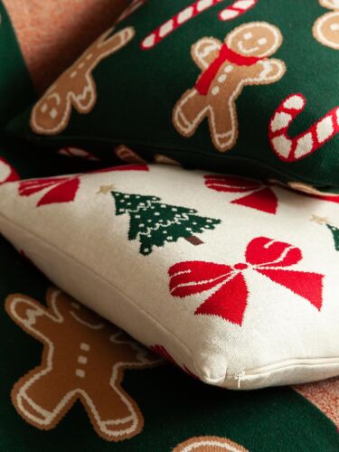 Подушка вязаная с новогодним рисунком christmas bows из коллекци 4