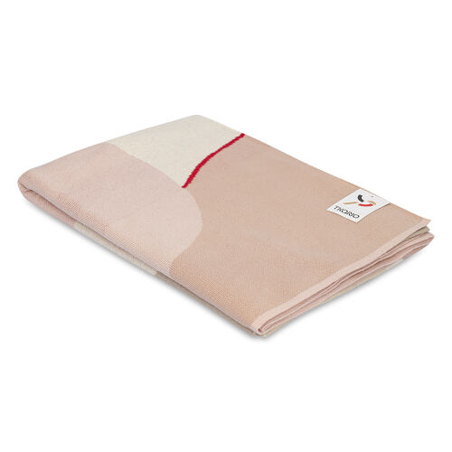 Плед из хлопка с авторским принтом бежевого цвета из коллекции f 5