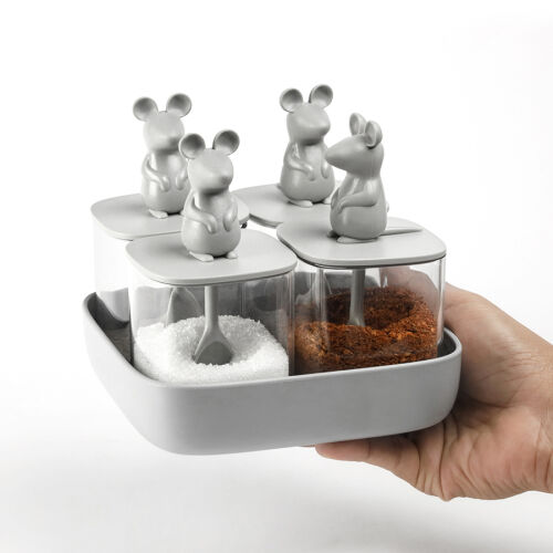 Набор банок для сыпучих продуктов lucky mouse seasoning, 4 шт. 4 Набор банок для сыпучих продуктов lucky mouse seasoning, 4 шт. 4