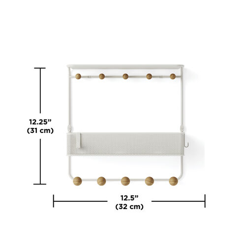 Полка настенная с крючками для аксессуаров estique, белая/натура 7