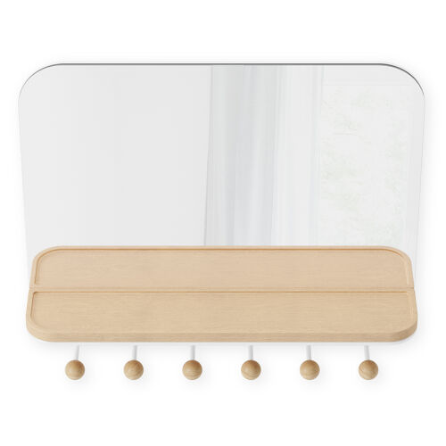 Зеркало с крючками для аксессуаров estique, 46х41 см, белое/нату 3