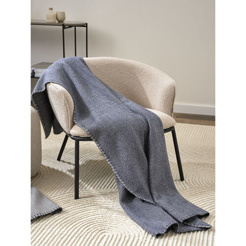 Плед из шерсти мериноса темно-синего цвета из коллекции essentia 5