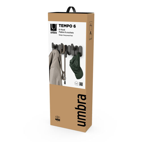 Вешалка настенная tempo, 6 крючков, черная 6