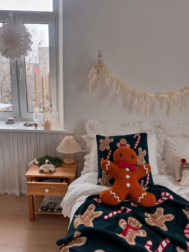 Плед из хлопка с новогодним рисунком gingerman из коллекции new  6