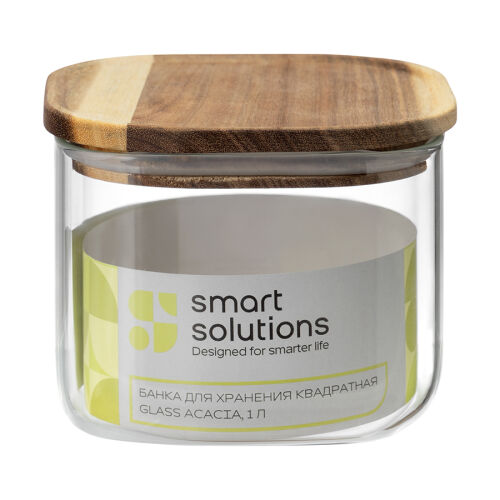 Банка для хранения квадратная glass acacia,1 л 7