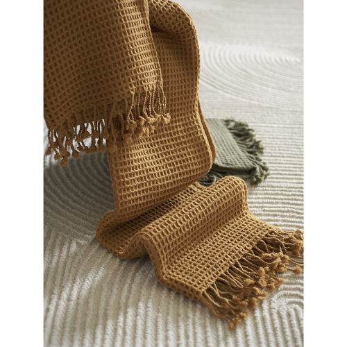 Плед из шерсти цвета охры из коллекции essential, 130х180 см 2