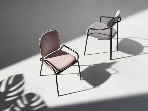 Стул ror, round, рогожка, черный/серый 2