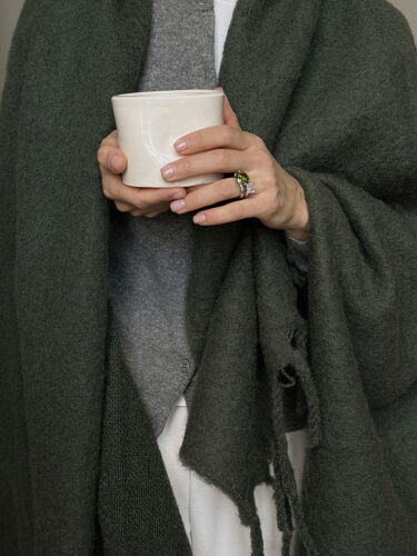 Плед мохеровый хвойно-зеленого цвета из коллекции essential, 130 2