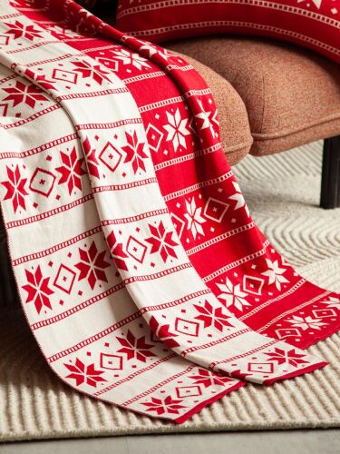 Плед из хлопка с новогодним рисунком frostwork из коллекции new  1