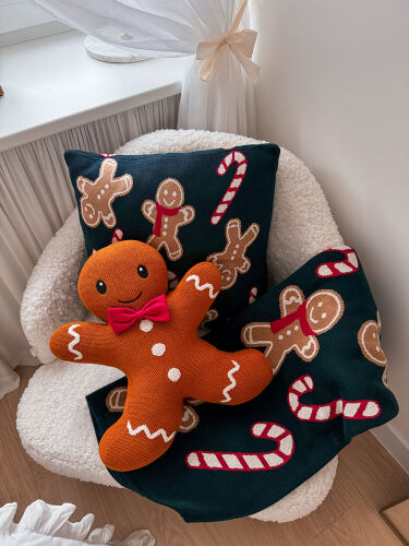 Плед из хлопка с новогодним рисунком gingerman из коллекции new  1