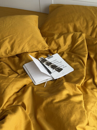 Комплект постельного белья из премиального сатина горчичного цве 3