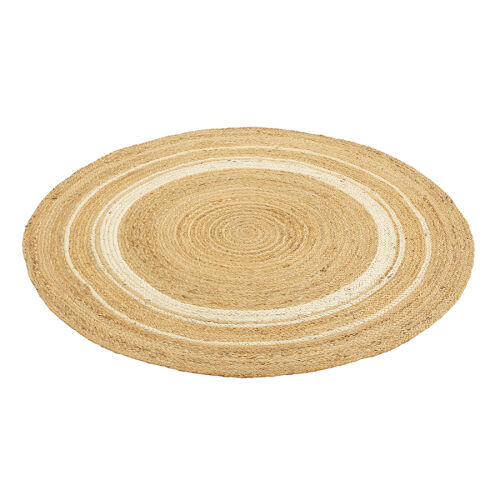 Ковер из джута круглый с вставками белого цвета из коллекции eth 3