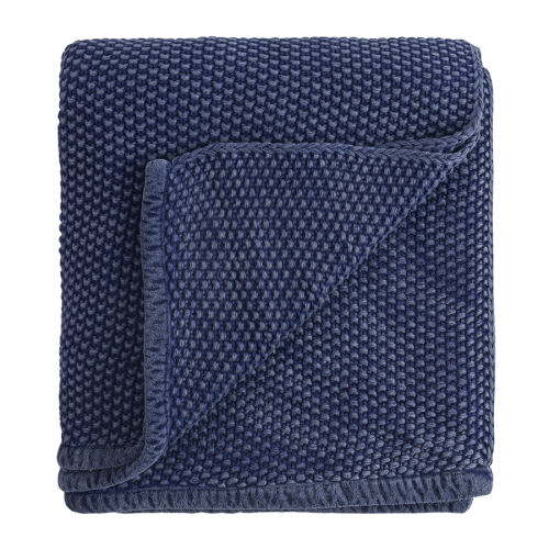 Плед из стираного хлопка темно-синего цвета из коллекции essenti 4