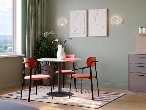 Стол обеденный trond, D100 см, белый мрамор/черный 4