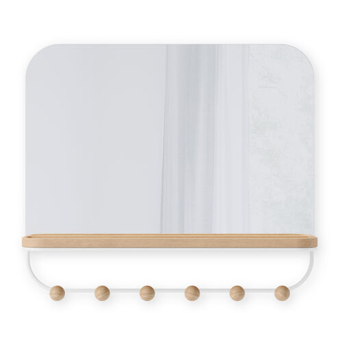 Зеркало с крючками для аксессуаров estique, 46х41 см, белое/нату 2