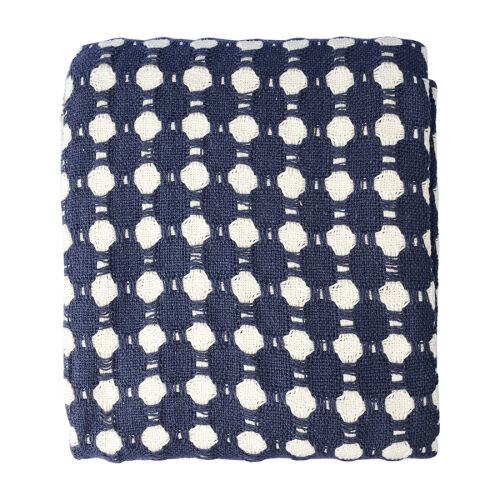 Покрывало из хлопка polka dots темно-синего цвета из коллекции e 4 Покрывало из хлопка polka dots темно-синего цвета из коллекции e 4