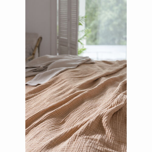 Покрывало двухстороннее из многослойного муслина цвета охры из к 7