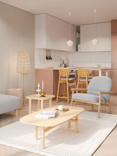 Стул полубарный saga, рогожка, бежевый 2