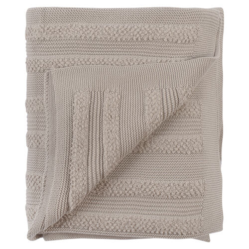 Плед из хлопка с буклированной вязкой светло-серого цвета из кол 5