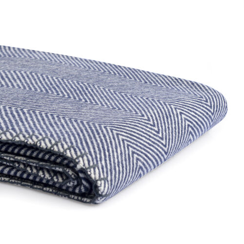 Плед из шерсти мериноса темно-синего цвета из коллекции essentia 6