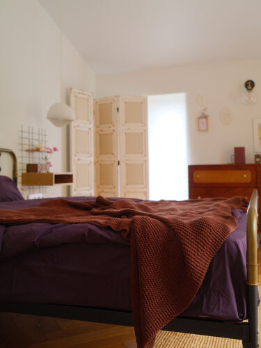 Плед из хлопка жемчужной вязки терракотового цвета из коллекции  3