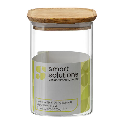 Банка для хранения квадратная glass acacia, 1,1 л 5