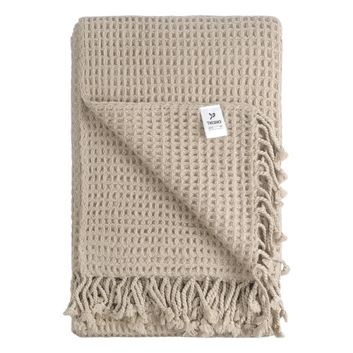 Плед из шерсти бежево-серого цвета из коллекции essential, 130х1 5