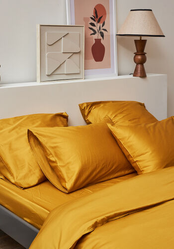 Комплект постельного белья из премиального сатина горчичного цве 5