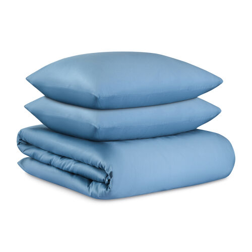 Комплект постельного белья из премиального сатина джинсово-синего цвета из коллекции essential, 200х