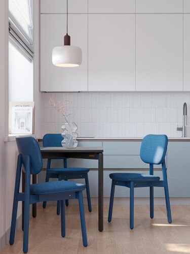 Стул с обивкой saga, рогожка, синий 2