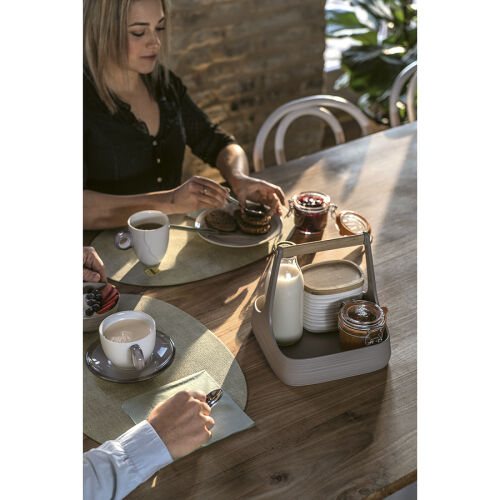 Салфетка подстановочная овальная двухсторонняя fabric, серая 3