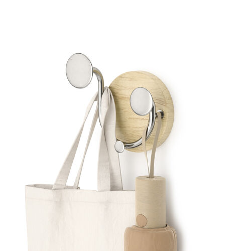 Вешалка настенная melody, 2 крючка, натуральное дерево/никель 6