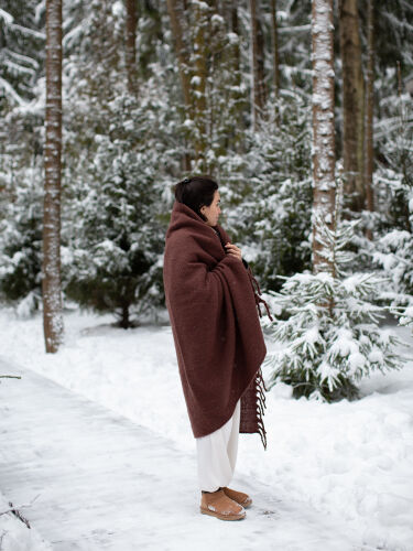 Плед мохеровый шоколадного цвета из коллекции essential, 130х180 3